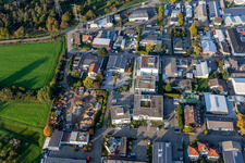 Aerial photograpy of Foundation Church Computing Center Southwest Germany in the district Eggenstein in Eggenstein-Leopoldshafen in the state Baden-Wuerttemberg, Germany