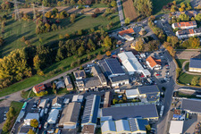 Benzstrasse industrial area, Industriestrasse in the district Eggenstein in Eggenstein-Leopoldshafen in the state Baden-Wuerttemberg, Germany