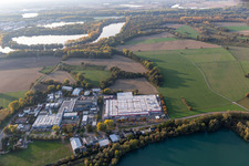 Aerial view of Building and production halls on the premises of Coca-Cola European Partners Deutschland GmbH in Neureut in the state Baden-Wuerttemberg, Germany