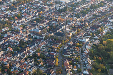 District Neureut in Karlsruhe in the state Baden-Wuerttemberg, Germany viewn from the air