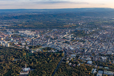 District Innenstadt-West in Karlsruhe in the state Baden-Wuerttemberg, Germany seen from above