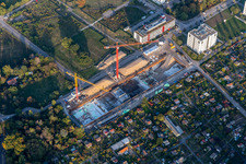 Aerial photograpy of Construction site in the technology park in the district Rintheim in Karlsruhe in the state Baden-Wuerttemberg, Germany