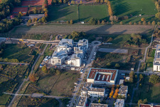 Oblique view of LTC - Linder Technology Campus with Weum GmbH, Systec&Services and Systec&Solutions in Wilhelm-Schickard-Straße in the Technology Park Karlsruhe in the district Rintheim in Karlsruhe in the state Baden-Wuerttemberg, Germany