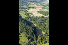 Oblique view of Kettelbachtal Nature Reserve in the district Obernhausen in Birkenfeld in the state Baden-Wuerttemberg, Germany