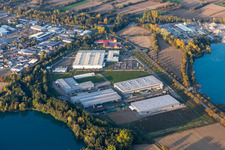 Industrial and commercial area with Faurecia, Groke Tueren, Linde+Wiemann and Noblesse in Hagenbach in the state Rhineland-Palatinate, Germany