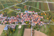 District Oberhofen in Pleisweiler-Oberhofen in the state Rhineland-Palatinate, Germany from above