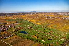 Aerial photograpy of Golf Garden German Wine Route in Dackenheim in the state Rhineland-Palatinate, Germany