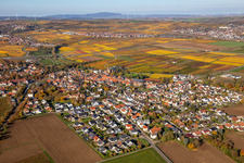 Autumnal colored village view in the district Jerusalemsberg in Kirchheim an der Weinstraße in the state Rhineland-Palatinate, Germany