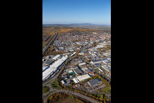 Oblique view of Building and production halls on the premises of Aafes Europa in Gruenstadt in the state Rhineland-Palatinate, Germany