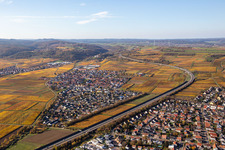 Town view of the streets and houses of the residential areas along the course of the motorway BAB A6 in Sausenheim in the state Rhineland-Palatinate, Germany