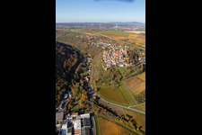 Aerial view of Neulingen Castle in Neuleiningen in the state Rhineland-Palatinate, Germany