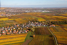 Kleinkarlbach in the state Rhineland-Palatinate, Germany seen from above