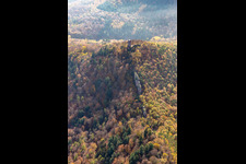 Oblique view of Scharfenberg Castle Ruins in Leinsweiler in the state Rhineland-Palatinate, Germany