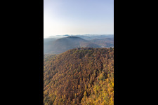 Aerial view of Madenburg Castle Ruins in Eschbach in the state Rhineland-Palatinate, Germany