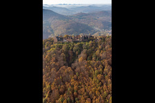 Aerial photograpy of Madenburg Castle Ruins in Eschbach in the state Rhineland-Palatinate, Germany