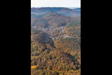 Aerial view of Dörrenbach in the state Rhineland-Palatinate, Germany