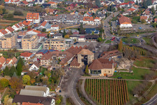 Bird's eye view of District Schweigen in Schweigen-Rechtenbach in the state Rhineland-Palatinate, Germany