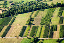 Aerial view of Structures on agricultural fields in Keltern in the state Baden-Wurttemberg