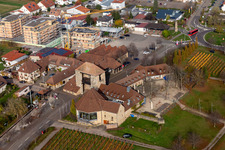 District Schweigen in Schweigen-Rechtenbach in the state Rhineland-Palatinate, Germany viewn from the air
