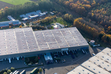 Drone image of Horst industrial park with Magna Exteriors, Zufall Logistics, STS Group and Thermo Fisher in the district Minderslachen in Kandel in the state Rhineland-Palatinate, Germany