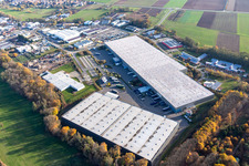 Aerial view of Horst industrial park with Magna Exteriors, Zufall Logistics, STS Group and Thermo Fisher in the district Minderslachen in Kandel in the state Rhineland-Palatinate, Germany