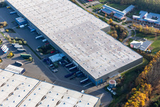 Aerial photograpy of Horst industrial park with Magna Exteriors, Zufall Logistics, STS Group and Thermo Fisher in the district Minderslachen in Kandel in the state Rhineland-Palatinate, Germany