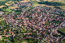 From the north in the district Ellmendingen in Keltern in the state Baden-Wuerttemberg, Germany