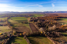 Aerial photograpy of Billigheimer Bruch, Erlenbachtal between Barbelroth, Hergersweiler and Winden in the district Mühlhofen in Billigheim-Ingenheim in the state Rhineland-Palatinate, Germany
