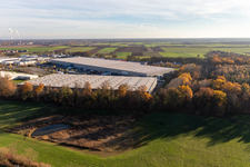 Horst industrial park with Magna Exteriors, Zufall Logistics, STS Group and Thermo Fisher in the district Minderslachen in Kandel in the state Rhineland-Palatinate, Germany out of the air
