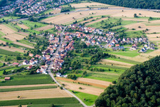 Aerial view of District Obermutschelbach in Karlsbad in the state Baden-Wuerttemberg, Germany