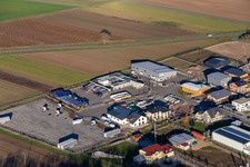 Aerial photograpy of Im Gereut commercial area in Hatzenbühl in the state Rhineland-Palatinate, Germany