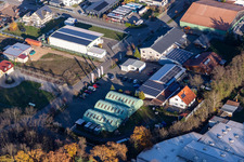 Im Gereut commercial area in Hatzenbühl in the state Rhineland-Palatinate, Germany from above