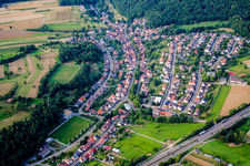 Aerial view of Village view in the district Mutschelbach in Karlsbad in the state Baden-Wurttemberg, Germany