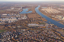 District Maximiliansau in Wörth am Rhein in the state Rhineland-Palatinate, Germany seen from above