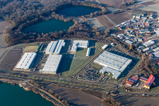 Industrial and commercial area with Faurecia, Linde+Wiemann in Hagenbach in the state Rhineland-Palatinate, Germany
