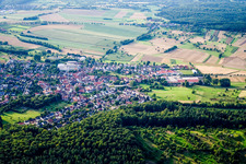 Aerial view of From the south in the district Stupferich in Karlsruhe in the state Baden-Wuerttemberg, Germany