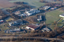 Aerial view of Euromatériaux, Walter Epices, Schiller Medical in the district Altenstadt in Wissembourg in the state Bas-Rhin, France