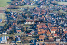 Aerial view of Parish Church of St. Ulrich in Kapsweyer in the state Rhineland-Palatinate, Germany