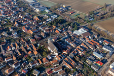 Aerial view of Catholic Church of St. Leodegar in Steinfeld in the state Rhineland-Palatinate, Germany