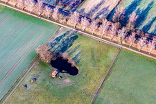 Aerial view of Biotope in the Bruchbach lowlands in Steinfeld in the state Rhineland-Palatinate, Germany