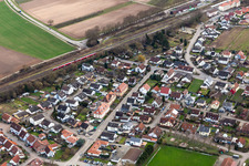Bird's eye view of In the rose garden in Winden in the state Rhineland-Palatinate, Germany