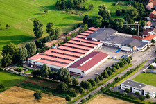 Building and production halls on the premises of Vogelsitze GmbH in Stupferich in the state Baden-Wurttemberg, Germany