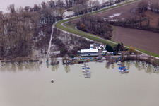 Sailing club RKC Wörth during flooding in the district Maximiliansau in Wörth am Rhein in the state Rhineland-Palatinate, Germany
