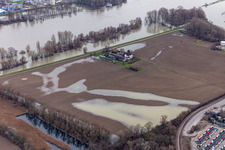 Homestead of a farm Hofgut Ludwigsau at Rhine flood in Woerth am Rhein in the state Rhineland-Palatinate, Germany