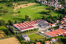 Oblique view of Vogelsitze GmbH, Kleinsteinbacherstraße 44 in the district Stupferich in Karlsruhe in the state Baden-Wuerttemberg, Germany