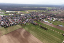 Bird's eye view of Minfeld in the state Rhineland-Palatinate, Germany