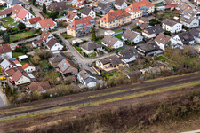 In the rose garden in Winden in the state Rhineland-Palatinate, Germany seen from a drone