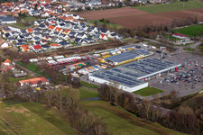 Oblique view of Fashion Park Röther in Rohrbach in the state Rhineland-Palatinate, Germany