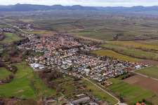 Drone image of District Billigheim in Billigheim-Ingenheim in the state Rhineland-Palatinate, Germany
