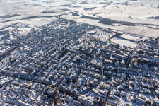 Aerial view of Winter aerial photograph in the snow from Bad Bergzabern SE in Bad Bergzabern in the state Rhineland-Palatinate, Germany